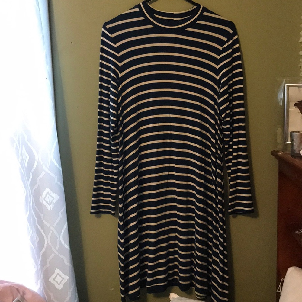 Navy blue striped dress